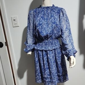 Pinch Blue and White Long Sleeve Dress